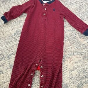 Ralph Lauren Navy and Red Striped Onesie